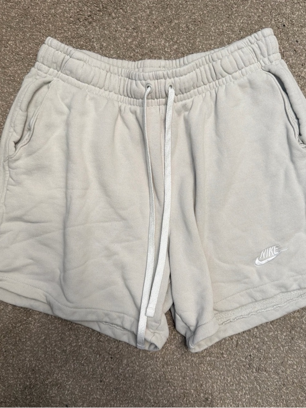 Nike Cream Athletic Shorts with Drawstring